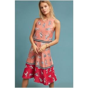 Anthropologie Hutch Sporty Dalmatian Print A-Line Knee Length Textured Skirt 10